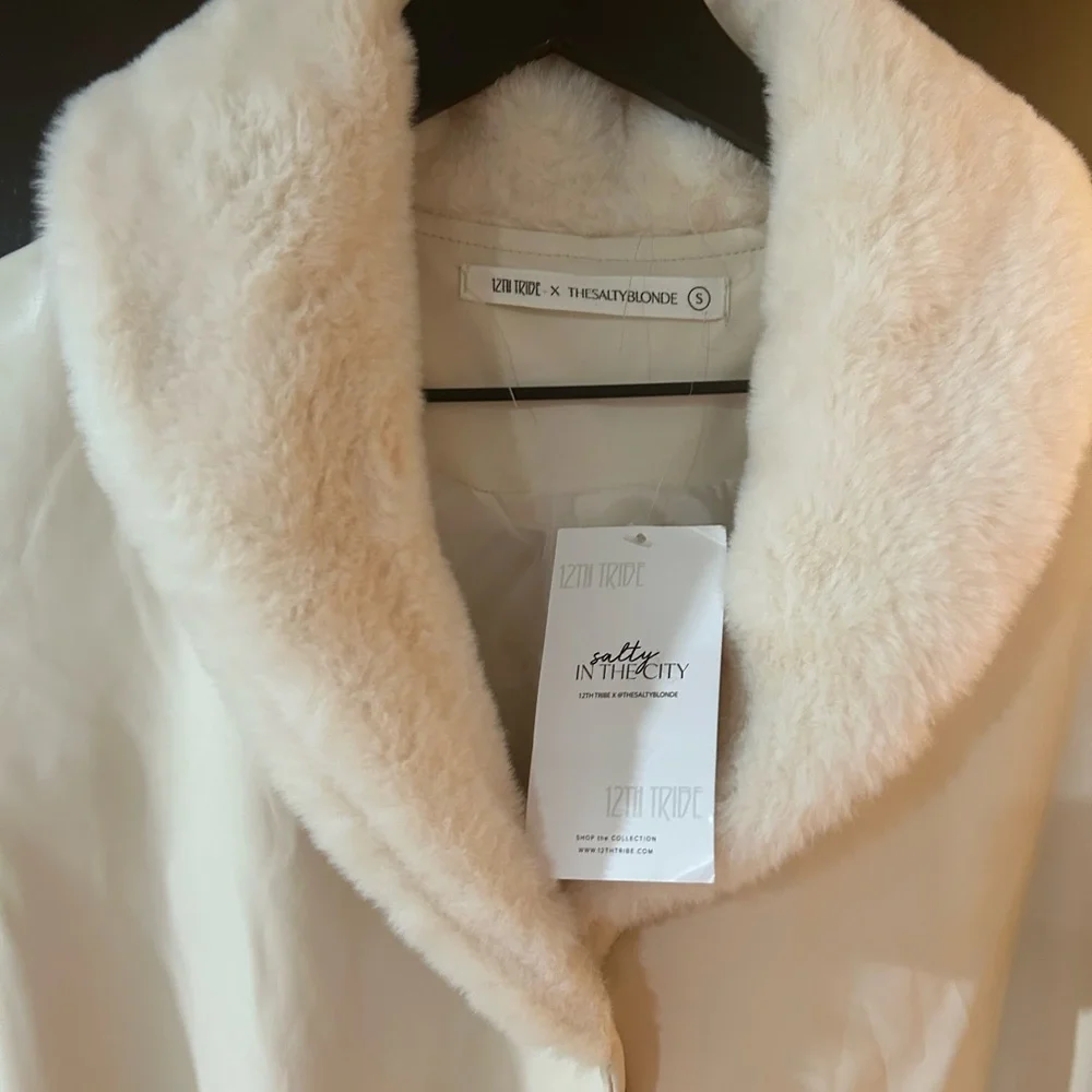 12th Tribe X Thesaltyblonde Faux Leather & Fur trimmed Trench Size Small